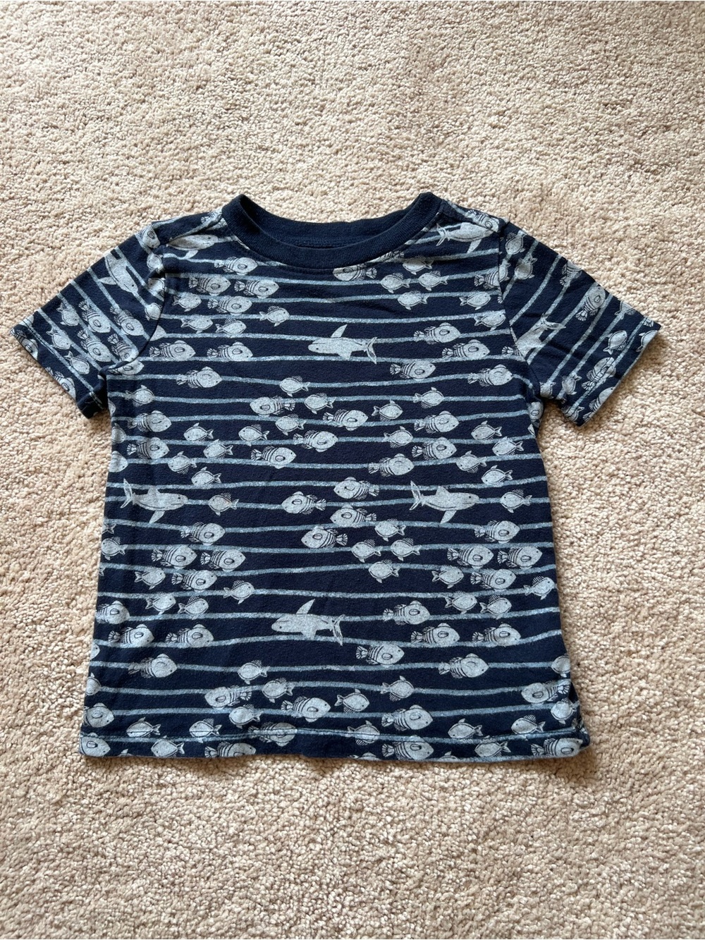 Old Navy Blue Fish-Print Short Sleeve Kids Tee
